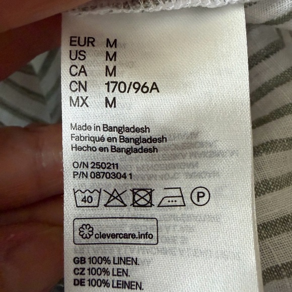 H&M Green and White Striped linen Shirt - Picture 8 of 8